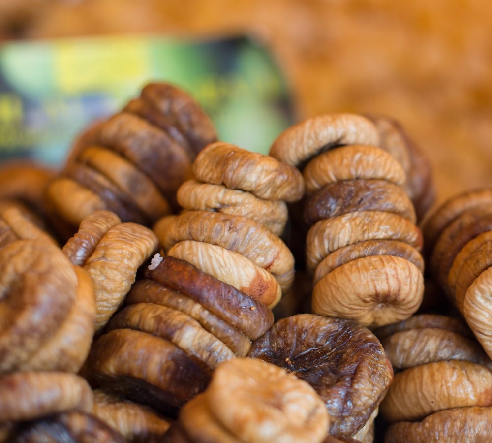 Dried figs at the counter of market